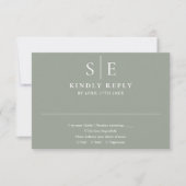 Sage Green Modern Monogram Weddenschap RSVP Kaartje (Voorkant)