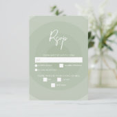 Sage Green Modern Monogram Weddenschap RSVP Kaartje (Staand voorkant)