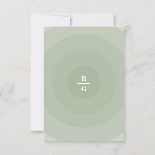 Sage Green Modern Monogram Weddenschap RSVP Kaartje (Achterkant)