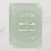 Sage Green Modern Monogram Weddenschap Save The Date (Voorkant / Achterkant)