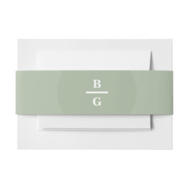 Sage Green Modern Monogram Weddenschap Uitnodigingen Wikkel