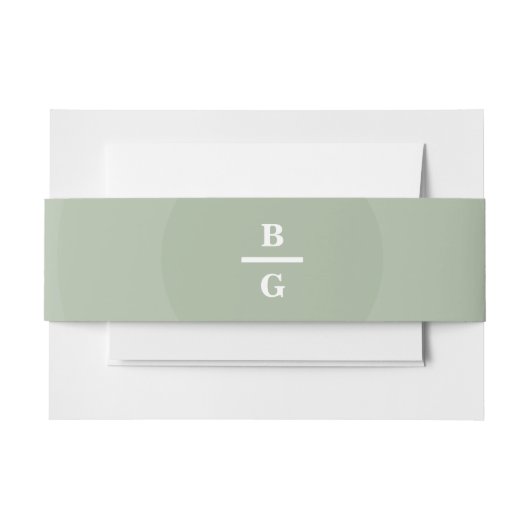 Sage Green Modern Monogram Weddenschap Uitnodigingen Wikkel (Voorkant Voorbeeld)