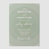 Sage Green Modern Monogram Weddenschap Vellum Uitnodigingen (Voorkant)