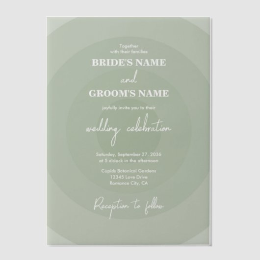 Sage Green Modern Monogram Weddenschap Vellum Uitnodigingen (Voorkant)