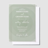 Sage Green Modern Monogram Weddenschap Vellum Uitnodigingen (Offset)