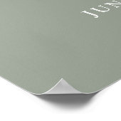 Sage Green Modern Monogram Weddenschap Welkomsttek Poster (Hoek)
