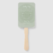 Sage Green Modern Monogram Wedding Programme Handwaaier (Achterkant)