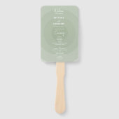 Sage Green Modern Monogram Wedding Programme Handwaaier (Voorkant)