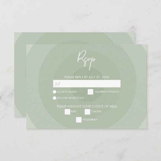 Sage Green Modern Monogram Wedding RSVP (Voorkant / Achterkant)