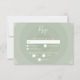 Sage Green Modern Monogram Wedding RSVP Kaartje