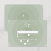 Sage Green Modern Monogram Wedding RSVP Kaartje (Voorkant / Achterkant)