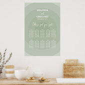 Sage Green Modern Monogram Wedding Seating Chart Poster (Keuken)