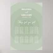 Sage Green Modern Monogram Wedding Seating Chart Poster (Voorkant)