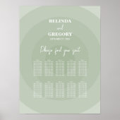 Sage Green Modern Monogram Wedding Seating Chart Poster (Voorkant)