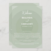 Sage Green Modern Monogram Weduwroute Programmakaart (Voorkant / Achterkant)