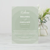Sage Green Modern Monogram Weduwroute Programmakaart (Staand voorkant)