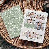 Sage Green Modern Neutraal 5 foto Elegant Feestdagenkaart