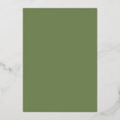 Sage Green Modern Olive Branch Wedding Gold Folie Uitnodiging (Achterkant)