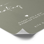 Sage Green Modern Open Zitplaatsen Trouwbord Poster (Hoek)