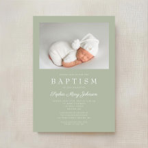 Sage Green Modern Photo Baptisme