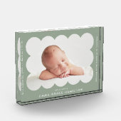Sage Green Modern Scalloped Birth Announance Fotoblokken (Links)