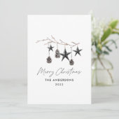 Sage green modern scandi elegant script kerst feestdagenkaart (Staand voorkant)