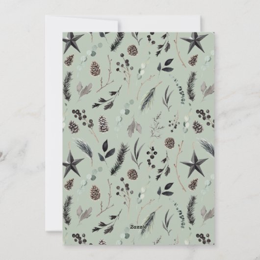 Sage green modern scandi elegant script kerst feestdagenkaart (Achterkant)