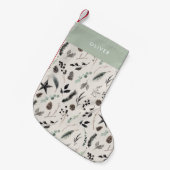 Sage green modern scandi elegant script kerst kleine kerstsok (Voorkant (Hangend))