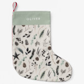 Sage green modern scandi elegant script kerst kleine kerstsok (Voorkant)