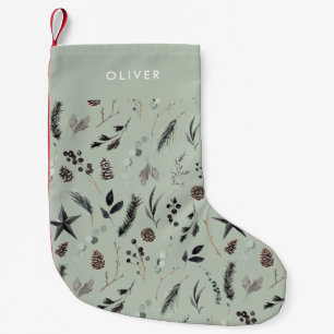 Sage green modern scandi elegant script kerst kleine kerstsok