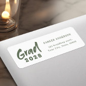 Sage Green Modern Script Afstuderen Retouradres Etiket
