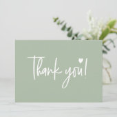 Sage Green Modern script Baby shower Bedankkaart (Staand voorkant)