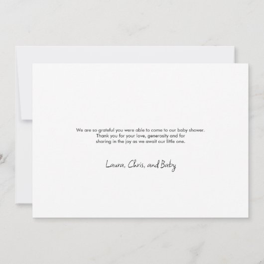 Sage Green Modern script Baby shower Bedankkaart (Achterkant)