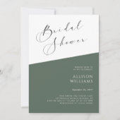 Sage Green Modern Script Bruids Douche Uitnodiging (Voorkant)