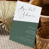 Sage Green Modern Script Bruids Douche Uitnodiging