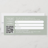 Sage Green Modern Script | Cadeaubon (Achterkant)