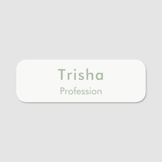 Sage Green Modern Script Custom Employee ID Naamplaatje (Voorkant)