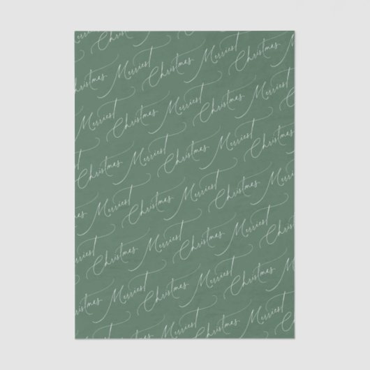 Sage Green Modern Script Merriest Christmas Tissuepapier (Voorkant)
