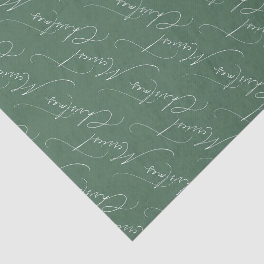 Sage Green Modern Script Merriest Christmas Tissuepapier (Detail)