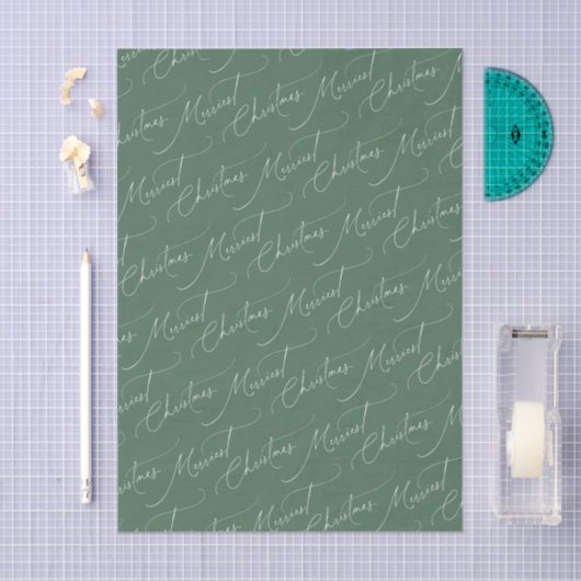 Sage Green Modern Script Merriest Christmas Tissuepapier (Craft)