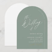 Sage Green modern script minimalistische boog brui Kaart (Voorkant / Achterkant)