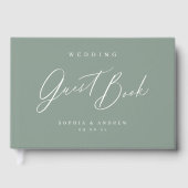 Sage Green modern script minimalistische bruiloft Gastenboek (Voorkant)