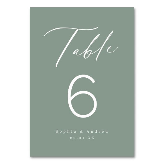 Sage Green modern script minimalistische bruiloft Kaart (Voorkant)