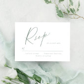 Sage Green modern script minimalistische bruiloft  RSVP Kaartje