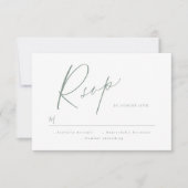 Sage Green modern script minimalistische bruiloft  RSVP Kaartje (Voorkant)