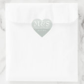 Sage Green Modern Script Wedding Hart Sticker (Tas)