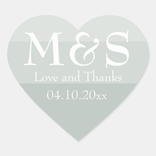 Sage Green Modern Script Wedding Hart Sticker (Voorkant)