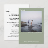 Sage Green Modern Simple Minimalist Photo Wedding RSVP Kaartje (Voorkant / Achterkant)