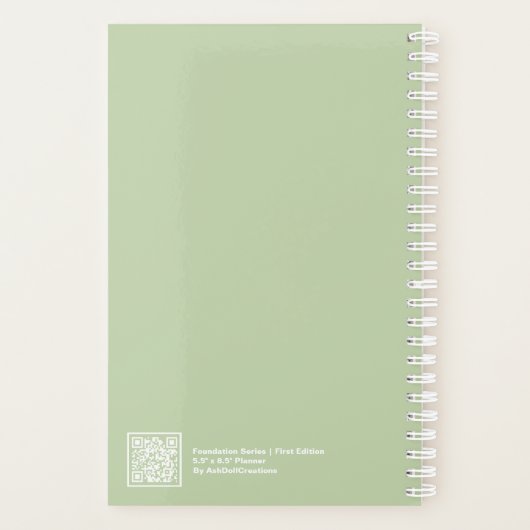 Sage Green Modern Small Planner (Achterkant)