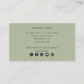 Sage Green Modern Social Media Pictogram Visitekaartje (Achterkant)